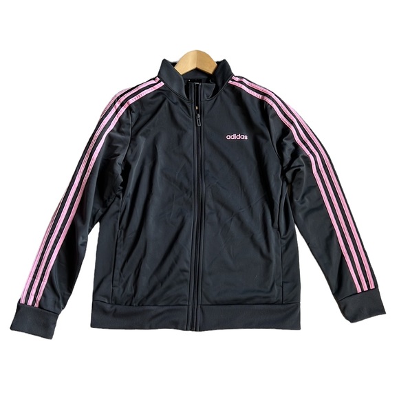Adidas Gray Pink 3 Striped Full Zip Track Jacket New Size kids Large - Picture 1 of 9